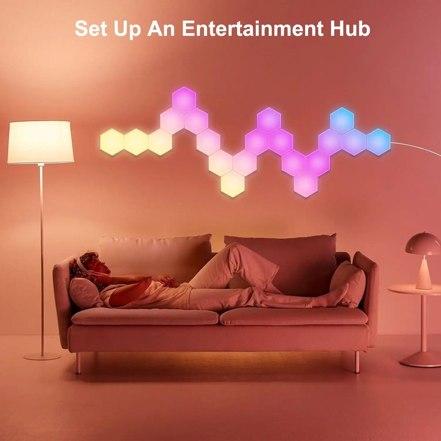 Smart Hexagon Wall Light led wall lamp wall sconces light wall lamp Dream Color RGBIC Ambient Lamp Bluetooth APP Control Music Sync Light Change Night For Game Room