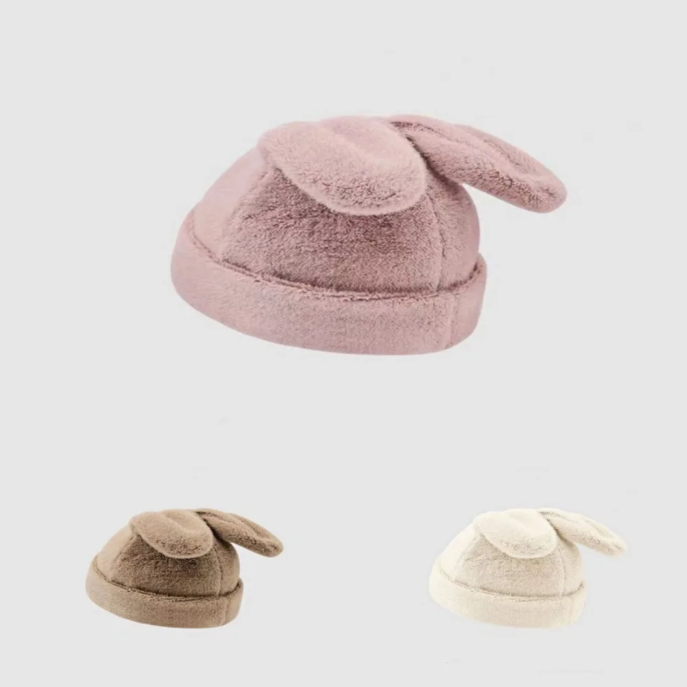 

Soft and Skin Friendly Cute Plush Rabbit Ear Hat Practical Breathable Thickening Confinement Cap Windproof Warm Plush Warm Hat