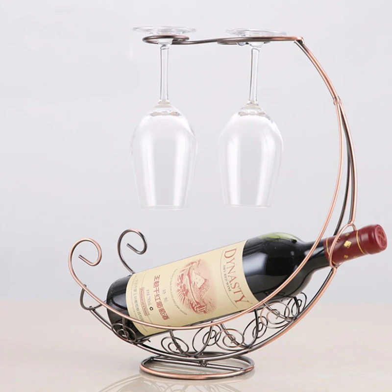 Creative Bracket Display Metal Wine Rack Hanging Wine Glass Holder Bar Stand