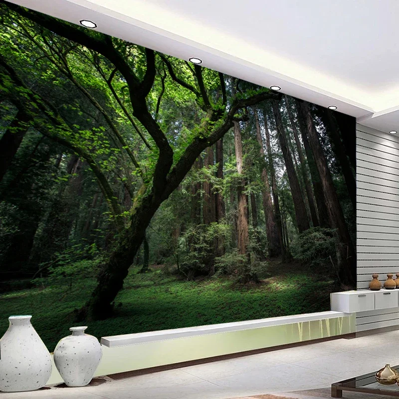 Custom Any Size Photo Murals 3D Wallpaper Retro Green Virgin Forest Landscape Wall Cloth Living Room Bedroom Home Decor Fresco