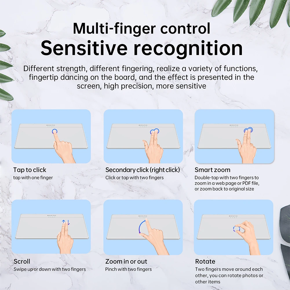 Portable Track Pad Multi-Gesture USB Touchpad Mouse High Precision Haptic Feedback Ergonomic Trackpad Mouse for Laptop iPad Mac