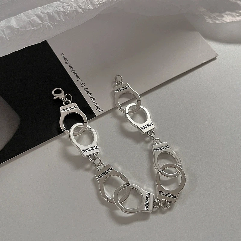Neue Mode Fünfzig Schattierungen Von Grau Inspiriert 50 Shades Charms Armband Krawatte Handschellen Grau Armbänder Frauen Verbrechen Armband Punk – Detail 1