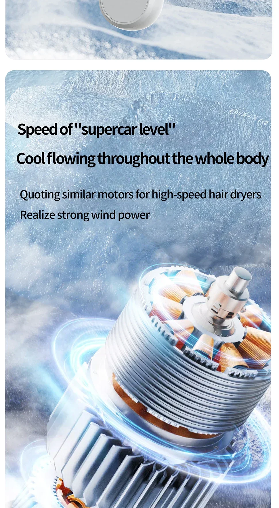 Description Picture 6 of itemTINSOL 4000mAh 100 speed compress handheld fan Mini Fan Portable USB Rechargeable Fan Mini Air Conditioner Small Fan Air Cooler