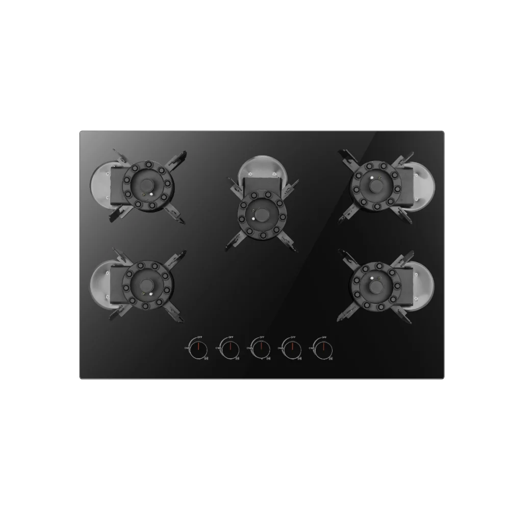 Smart 5-Burner Gas Stove - Professional Tempered Glass Cooktop for Home Kitchens, Built-in/Table Top Installation 2