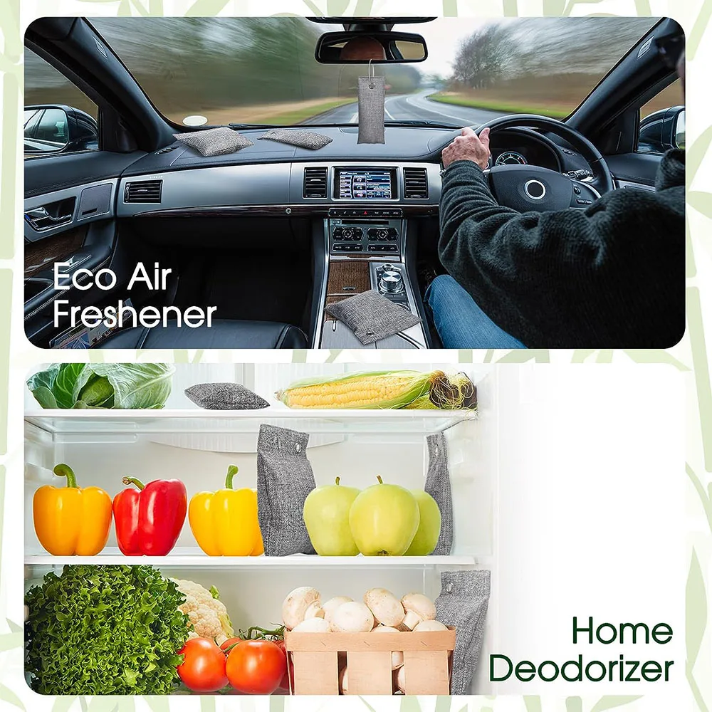 Bamboo Charcoal Air Purifier 10packs 75g Activated Charcoal Air Purifying Bag Bamboo Charcoal Natural Home Odor Absorber Deodorizer and Moisture Eliminator