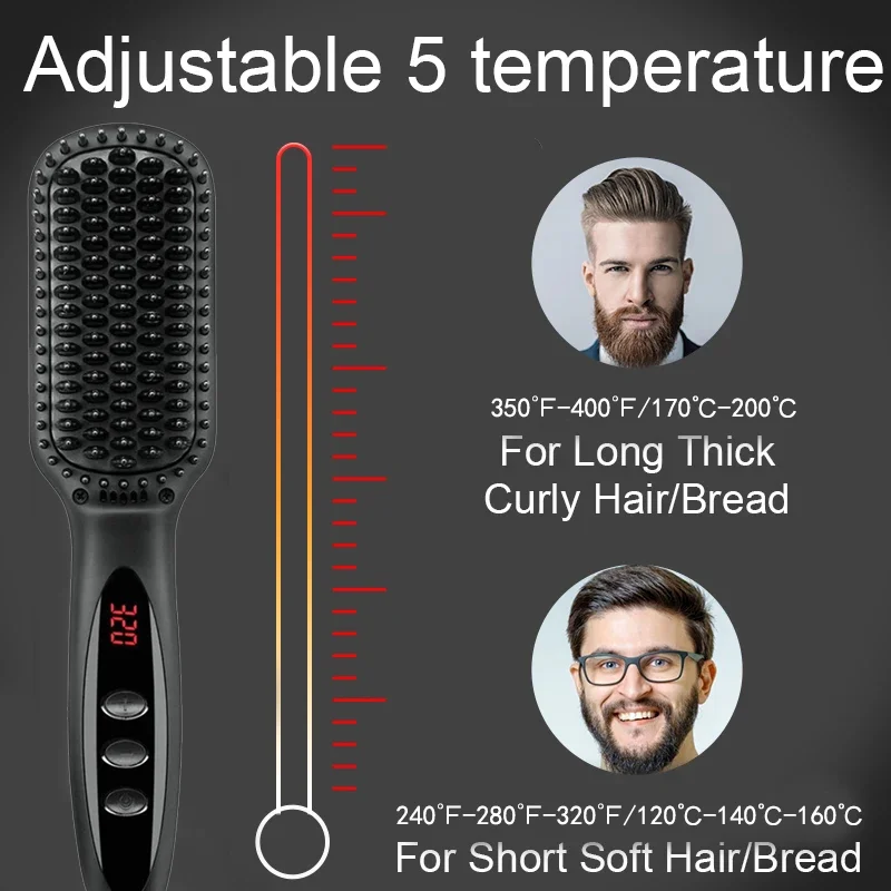 Professional Fast Heating Anti-Scald Auto Shut Off Beard Straightening Comb For Men Hair Styling Straighten Brush For Women 4