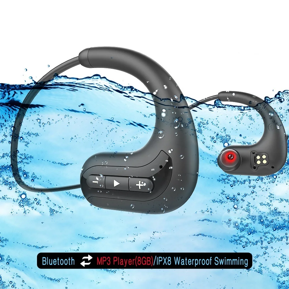 

New Wireless headphones Bluetooth Earphones 8GB IPX8 Waterproof MP3 Music Player Swimming Diving Sport Headset For Huawei