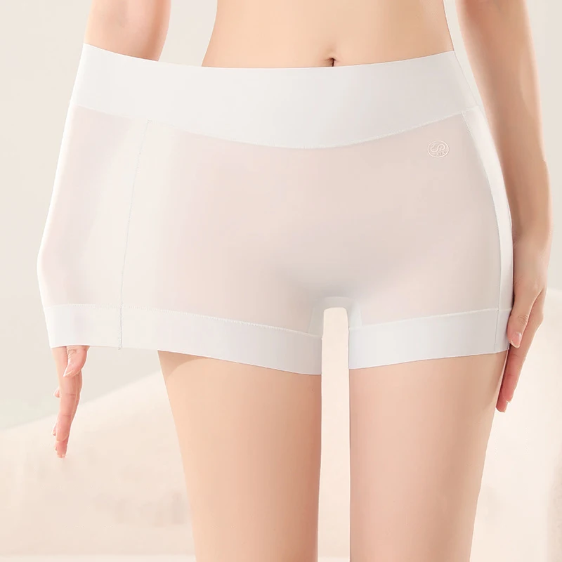 Women's Safety Shorts Seamless Ice Silk Thin Short Pants Under Skirt Breathable Underwear Cool Anti Rubbing Boyshorts Panties
