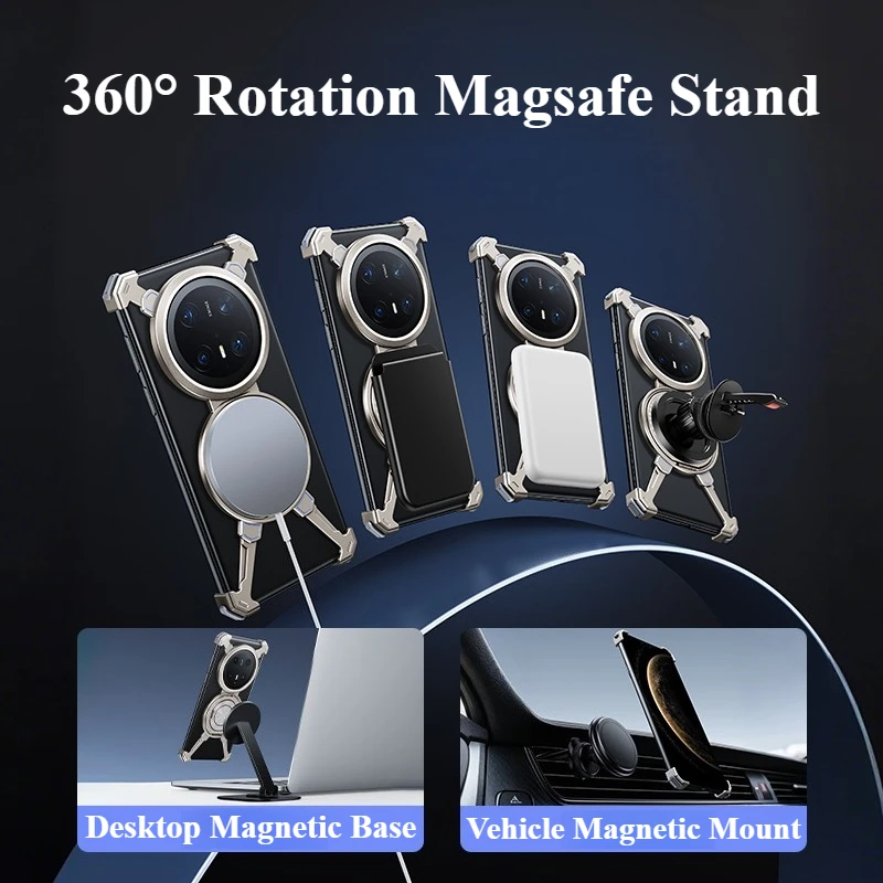 Oatsbasf Bezel-less Shockproof Phone Case with 360° Rotatable Magsafe Stand