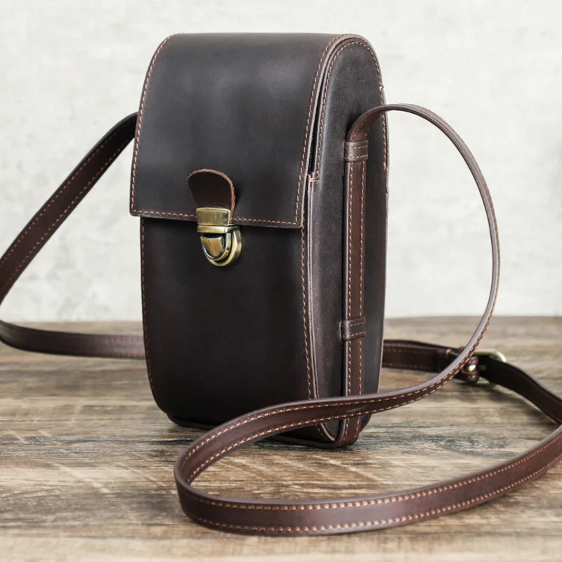 New British Style Top Layer Cowhide Crazy Horse Cowhide Fashion Insert Lock Summer Trendy Women Shoulder Bags Female Top-handles