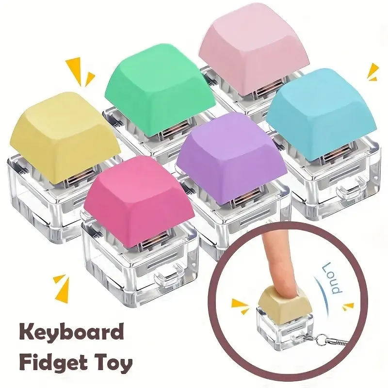 Fidget Toy Keyboard Key Party Stress Relief DIY Fidget Keycap Keychain