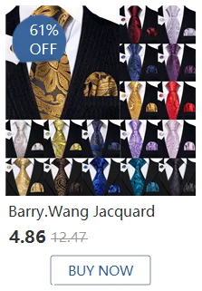 Barry Wang Jacquard-Herrenfliege, vorgebundene Fliege, Einstecktuch, Manschettenknöpfe, Set, Rot, Grün, Elfenbein, vorgebundene Fliege, Hochzeitsfeier – Detail 34