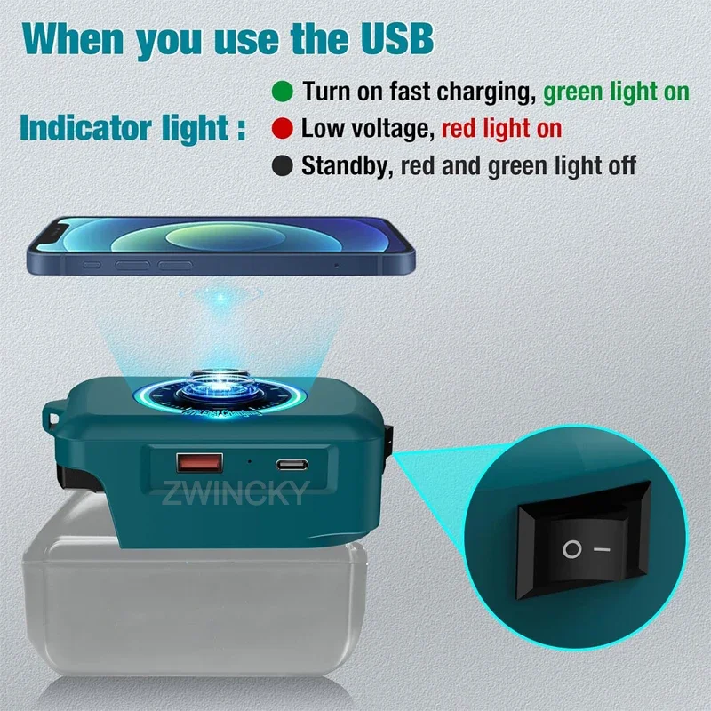 Magnetic Wireless Charger with USB/Type-C Fast Charging Adapter