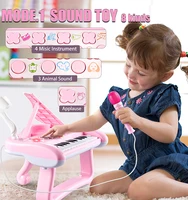 First Birthday Toddler Piano Toys for 1 Year Old Girls, Baby Musical Keyboard 22 Keys Kids Play Instrument with Microphone 2