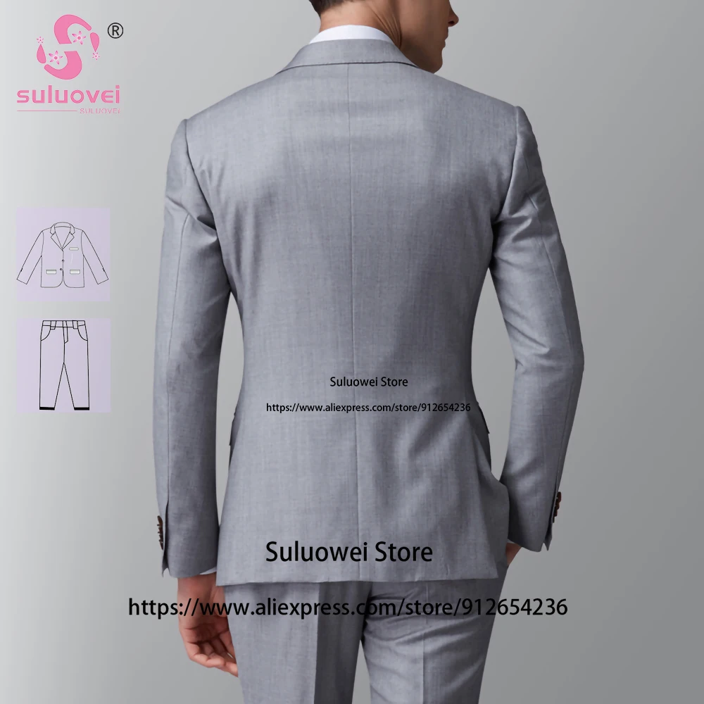 (Customized Size Color) Classic Groom Wedding Suits For Men Slim Fit 2 Piece Pants Set Dinner Tuxedo Trajes Elegante Para Hombre