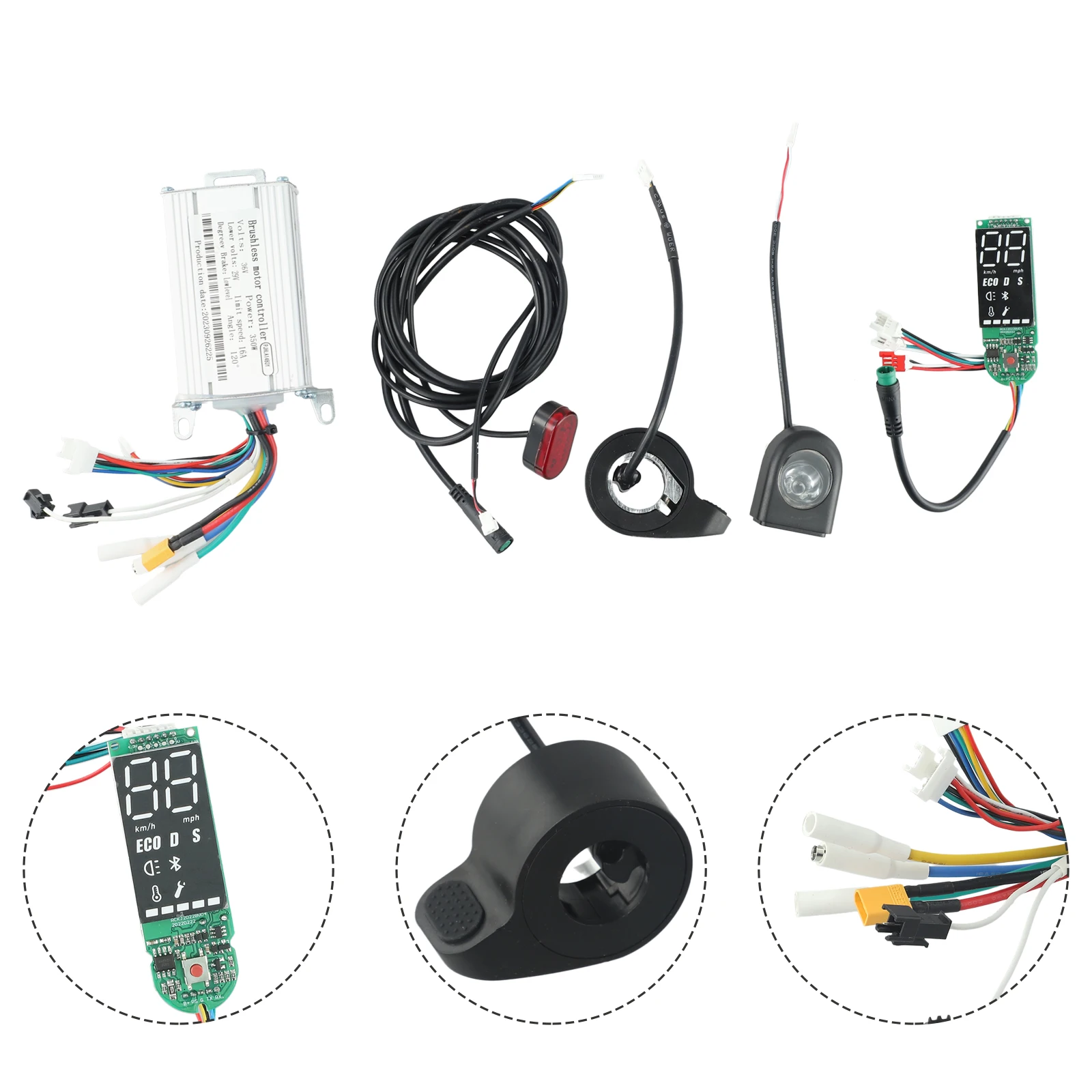 Description Picture 6 of itemElectric Scooter Controller Dashboard Accelerator 36V 350W Headlight Taillight Handbrake All Set E-Scooter Replace Suit