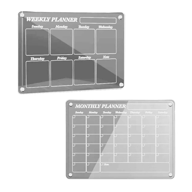 1Set Magnetic Acrylic Calendar For Fridge Clear Fridge Calendar Dry Erase  Magnetic Planning Boards Set Pen Reusable - AliExpress
