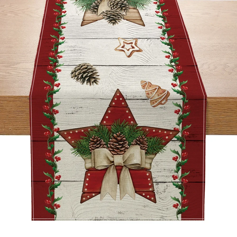 Christmas Table Runner Merry Christmas Decorations Cloth for Home 2025 Cristmas Day Table Flag Cover Gift New Year Tablecloth