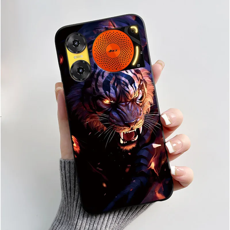 Cute Rabbit Black Silicone Phone Case, Soft TPU Cover