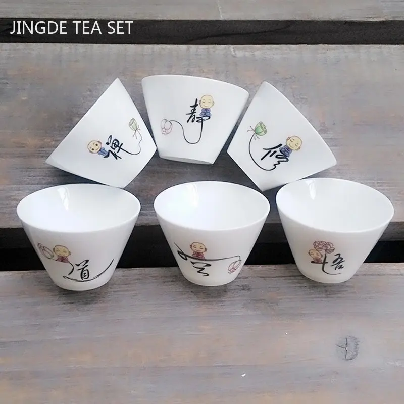 6pcslotChineseCeramicTeaCupSetWhitePorcelainHandmadeTeacup