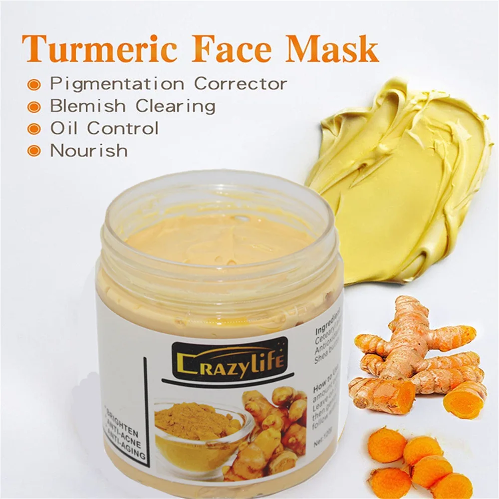 Description Picture 2 of item120gTurmeric Clay Mask Facial Cleaning Pores Dirt Acne Blackhead Anti-Acne Remove Deep Cleansing Oil control Whitening Skin Care