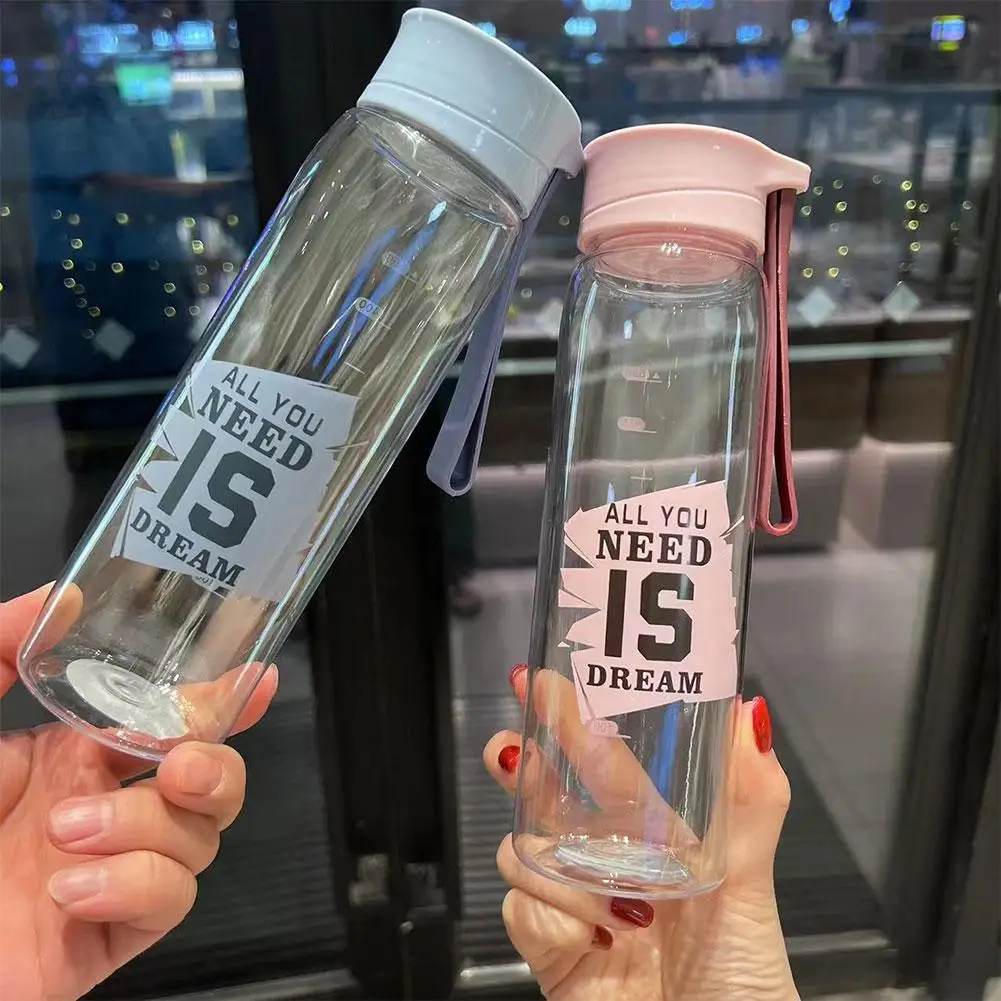 

500ml Handy Cup Student Plastic Water Cup Portable Bottle Drinking Temperature Anti-fall Cup High-looking Water High Resist C4G1