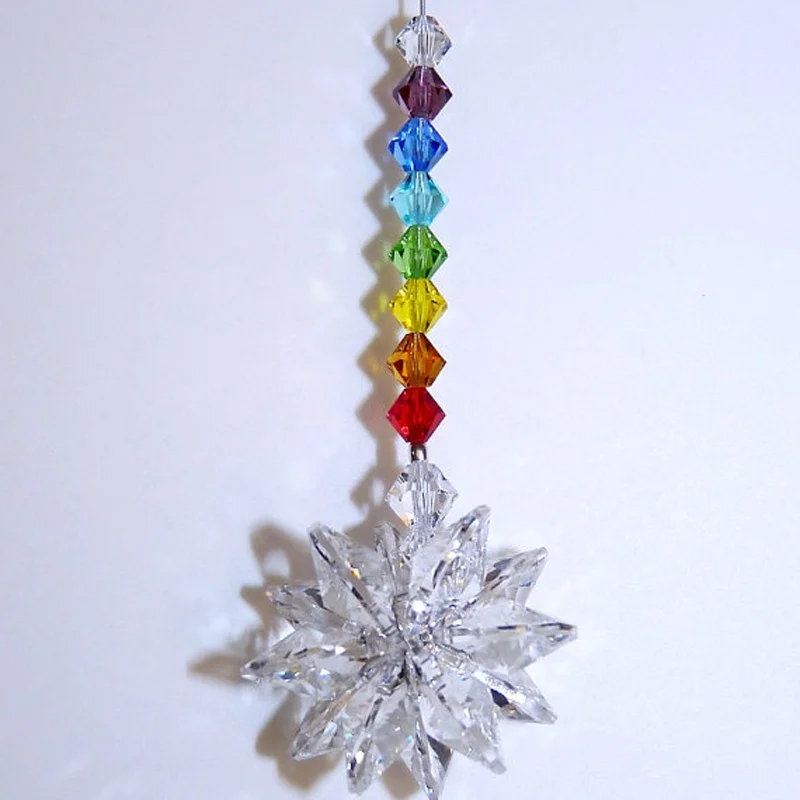 1PCS Crystal Suncatcher Snowflake Chakra Octagon Beads Hanging Suncatcher Pendant Home Window Decoration