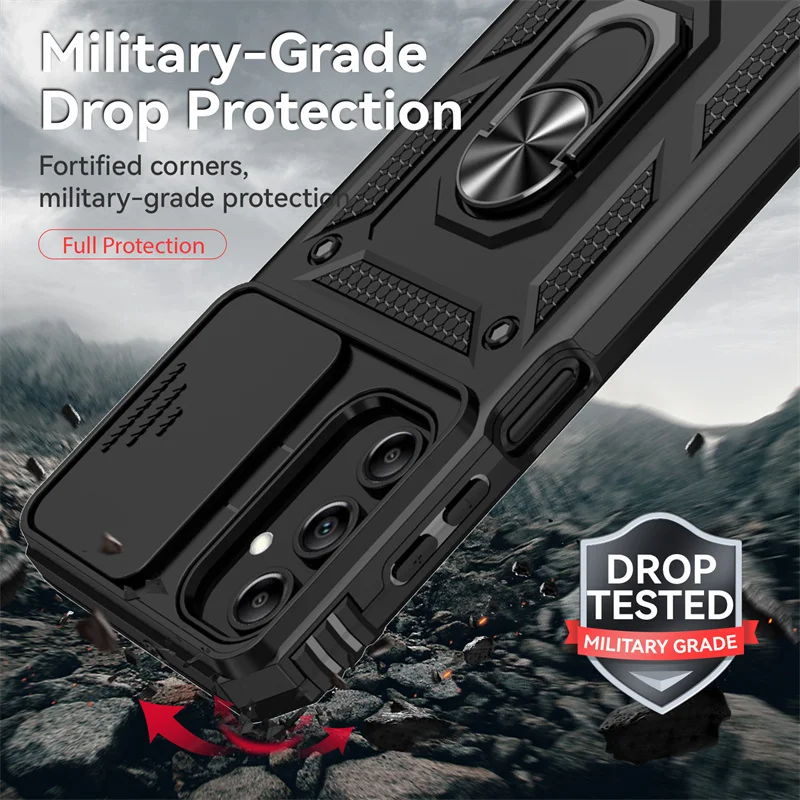 Enhanced Armor Phone Case with Slide Camera Lens Protector for Enhanced Protection and Style
