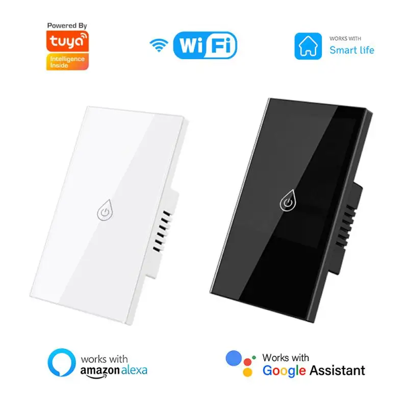 

Tuya Wifi Water Heater Switch With Neutral Line US 20A 100-240V Touch Panel Smart Home Via Smart Life Voice Via Alexa Google