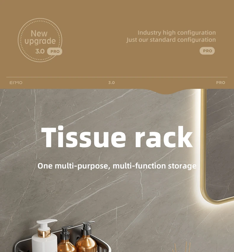 Description Picture 2 of itemBathroom Paper Towel Rack Punch-Free Toilet Paper Storage Rack Accessories Aluminum Shower Shelf Bathroom Organizer