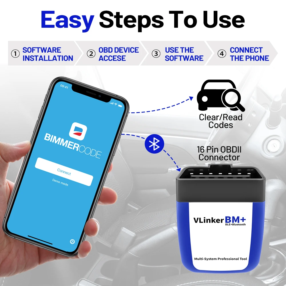 Vgate vLinker BM + ELM327 V2.2 OBD2 сканер Bluetooth 4,0/3,0/WiFi OBD 2  Автомобильный диагностический инструмент ELM 327 для bпогружения для BMW |  AliExpress