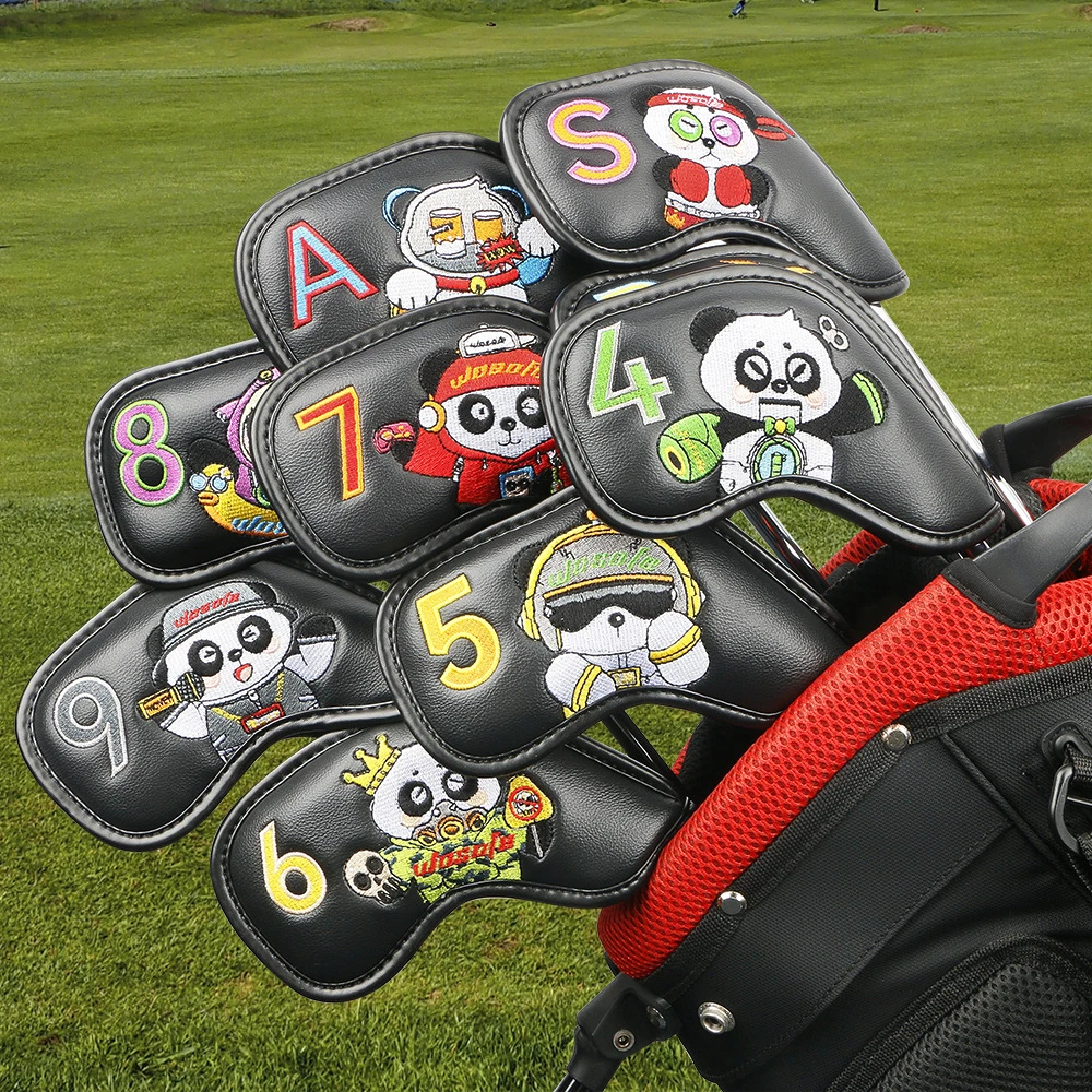 

Защитный рукав из полиуретана, двусторонняя вышивка с пандой, спортивные аксессуары на открытом воздухе, высококачественный, мультфильм гольфа, 9 шт.