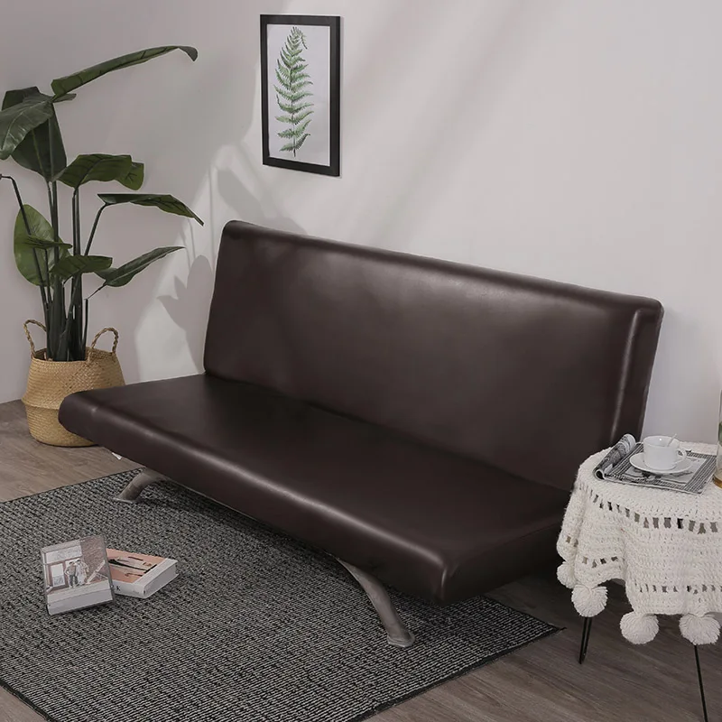 Pu Leather Sofa Bed Cover Without Armrest Slipcover Elastic Anti-dirty Folding All-inclusive Couch Cover Pet Furniture Protector 2