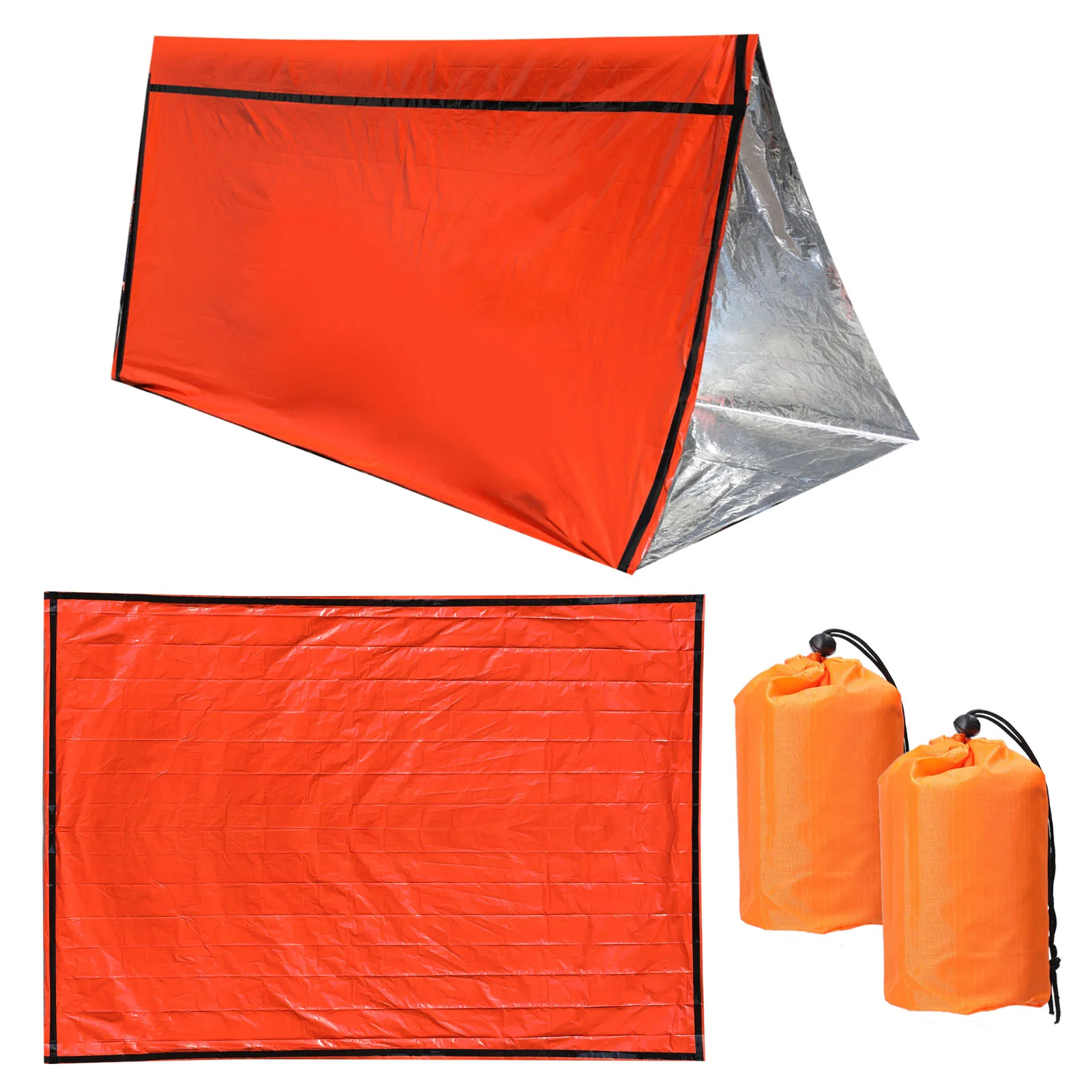 2Pack Reusable Emergency Sleeping Bag Thermal Waterproof Survival Camping Bags 
