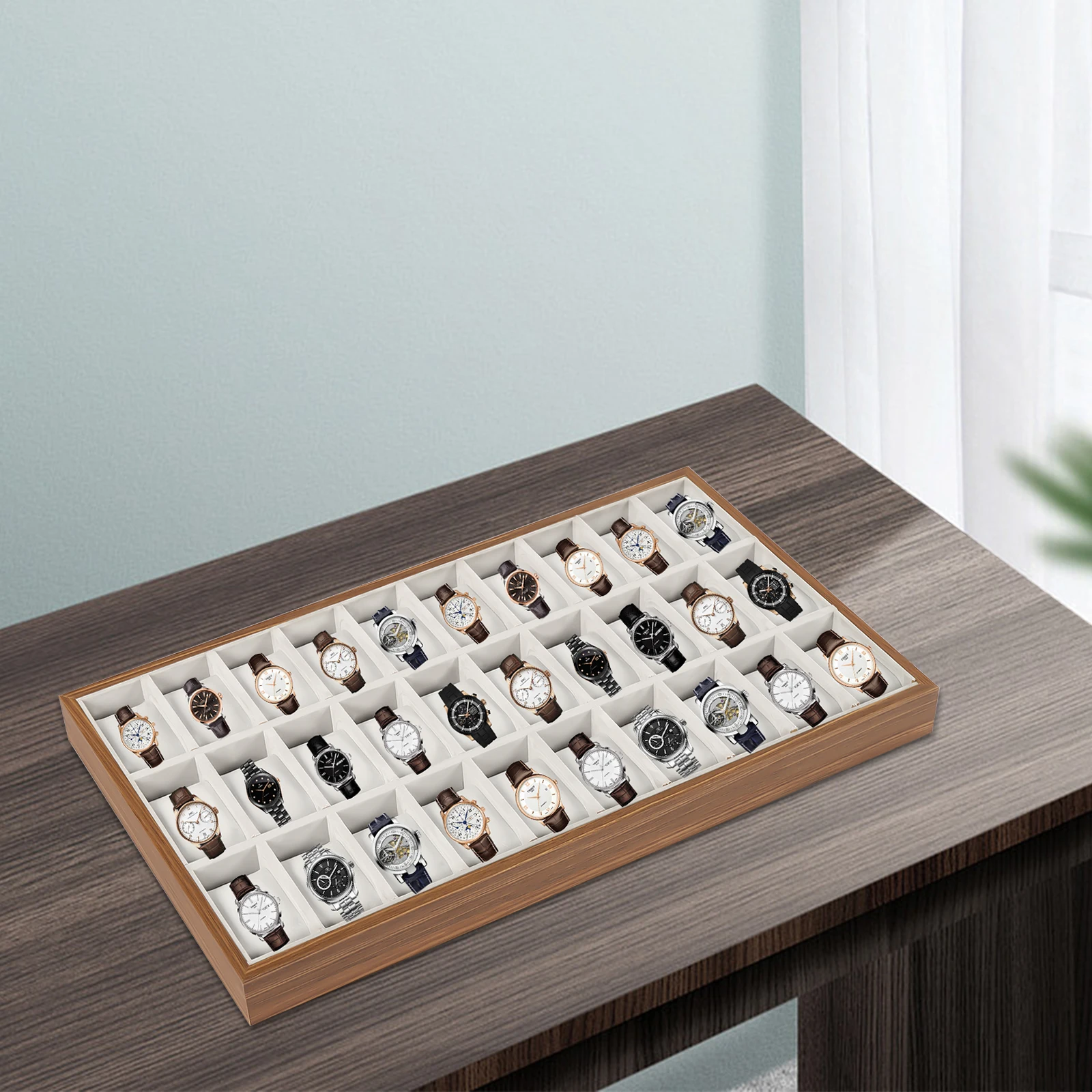 Luxury Wooden Watch Box Organizer with 30 Slots