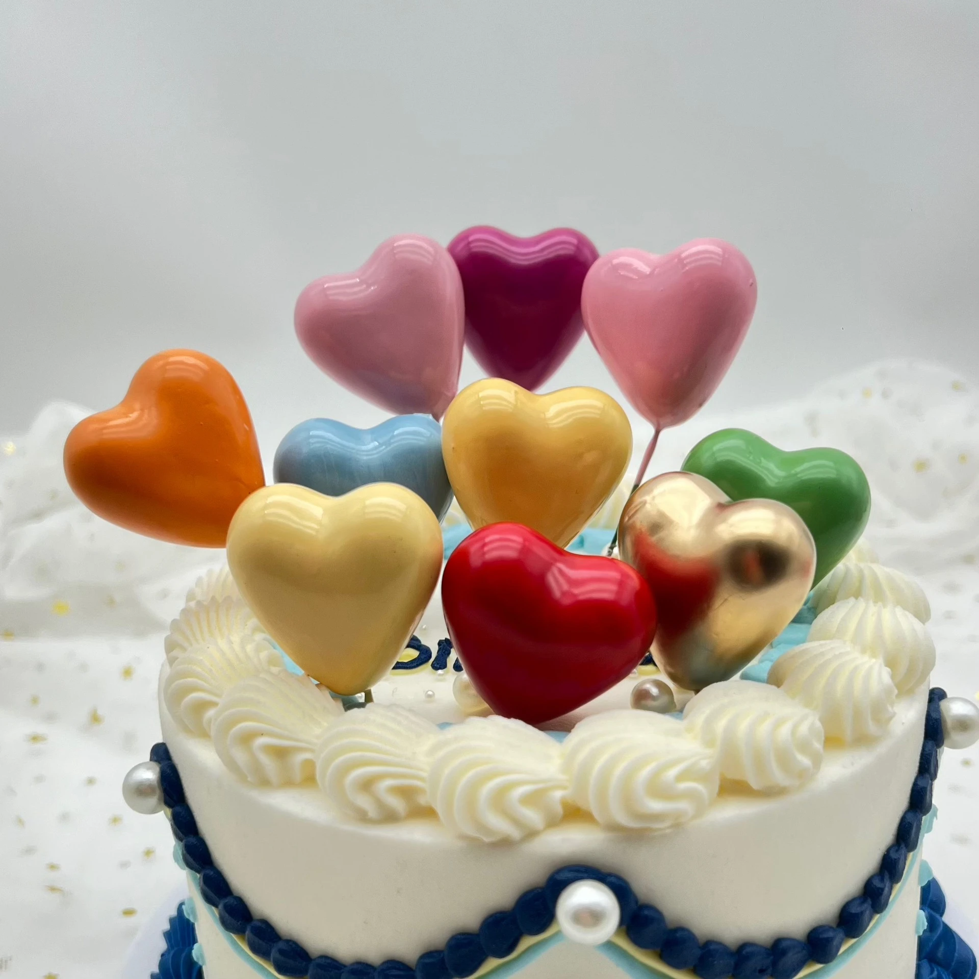 DIY Cupcake Flag Christmas Wedding Party Decoration Heart Shape Cake Topper Gold Silver Pink Blue Ball Happy Birthday