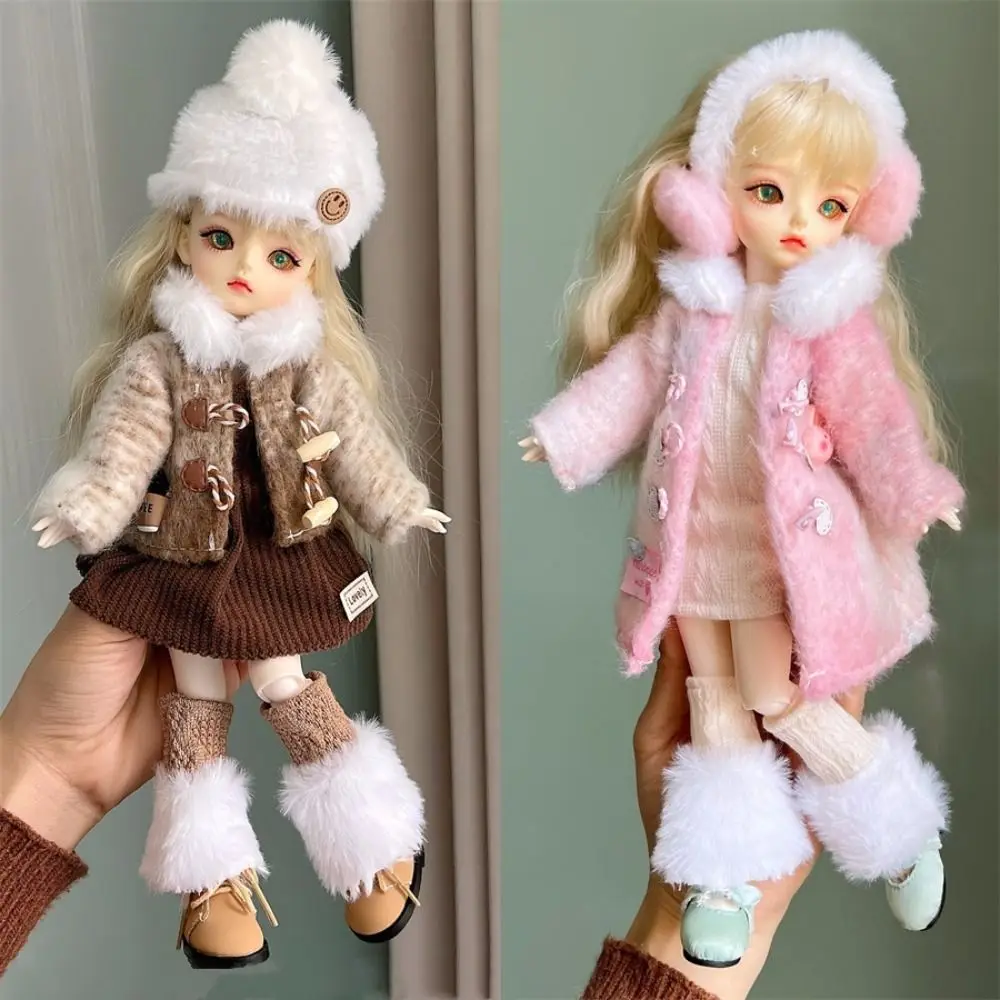 Fashion Pretty Dress 30cm Doll Clothes Dress Up Coat Hat Doll Winter Suit Cute Sweet Casual Wear 1/6 BJD Clothes Holiday Gift