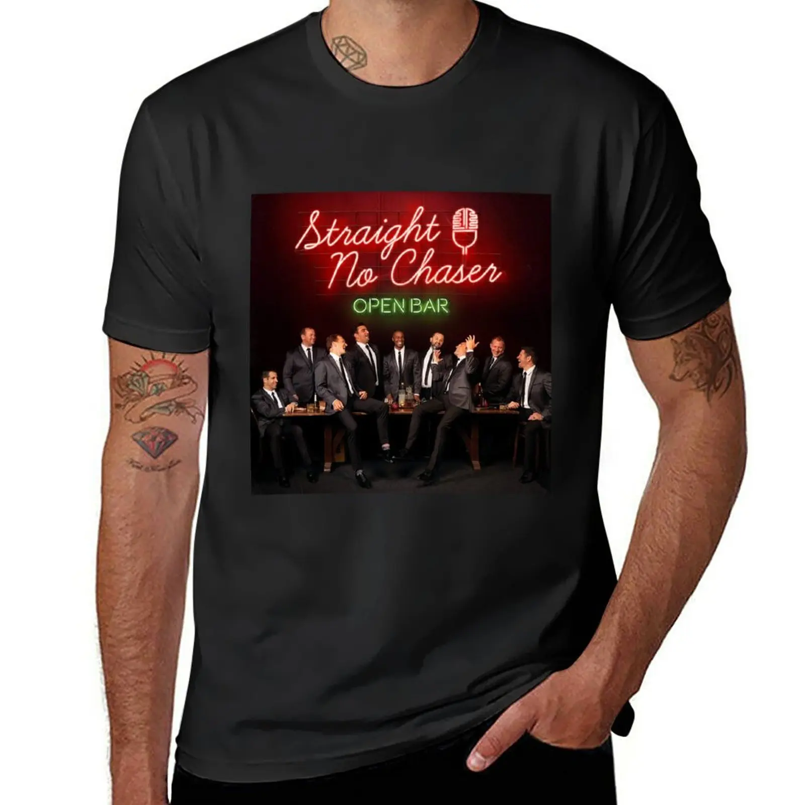 

New Straight No Chaser Open Bar T-Shirt summer tops funny t shirt Short sleeve t shirts for men pack
