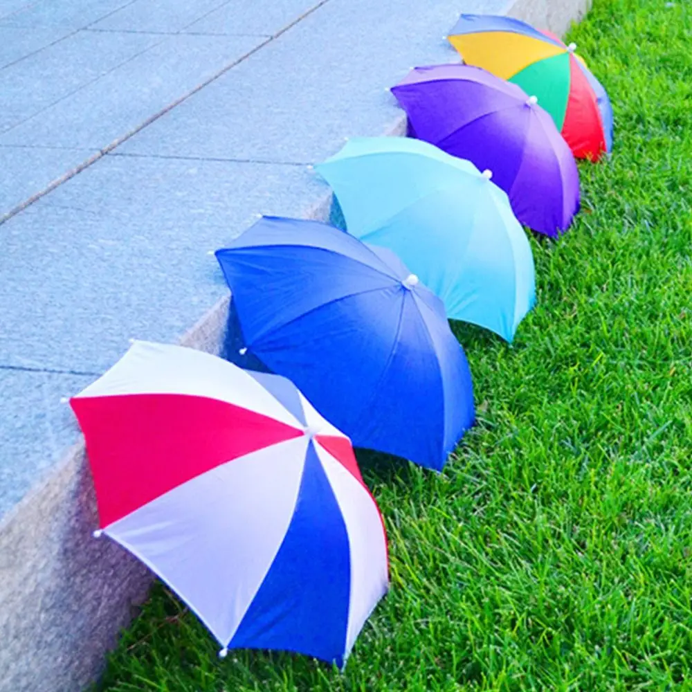 New Head Umbrella Hat Sunshade Windproof Elastic Band Rain Gear Head Hats Portable Head Wearing Umbrella