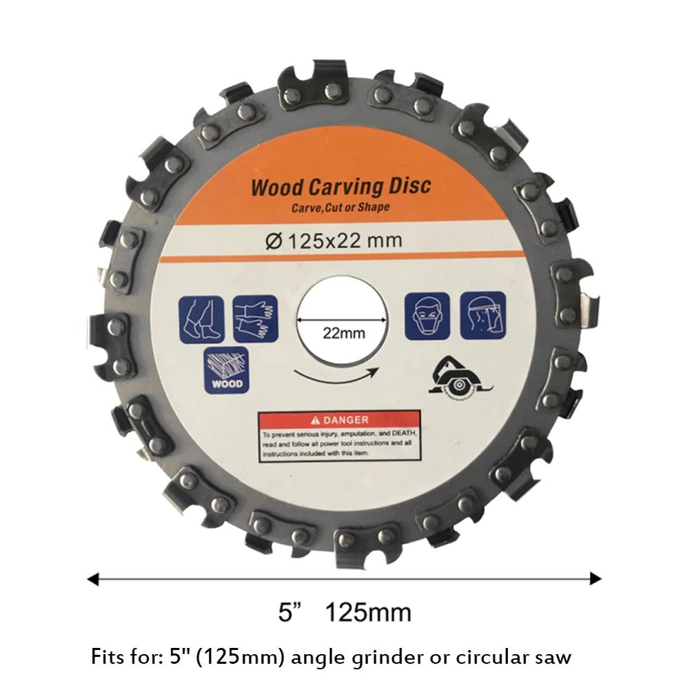 Cutting Discs 125mm 16 Tooth Woodworking Disc Grooving Machine Chains for 5 Inch Angle Grinder Carving