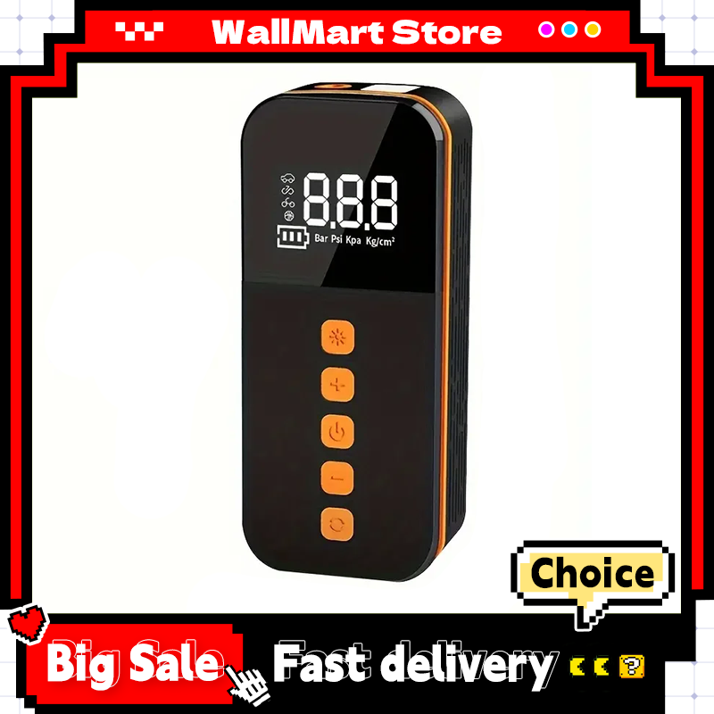 Portable Car Air Compressor | 3-in-1 with Digital Gauge, Flashlight & USB Charger | 3000mAh for Cars, Bikes & Balls