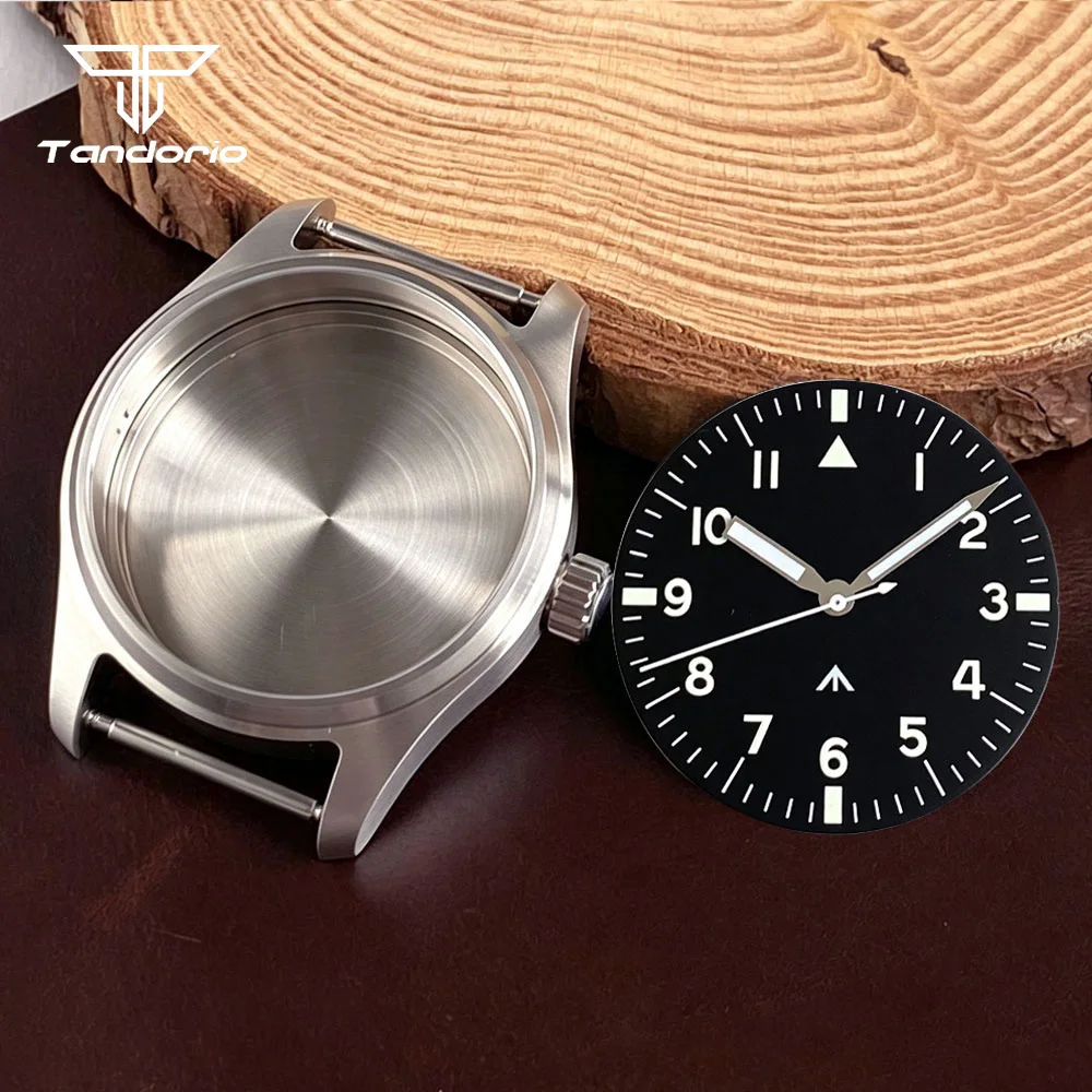 Elegant Steel Pilot Watch Case with Blue/Black Dial and Sapphire Glass