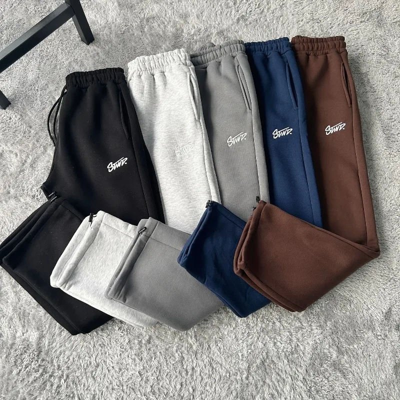 American trend Harajuku Streetwear men pants Alphabet print tracksuit pants Retro fashion loose straight leg casual