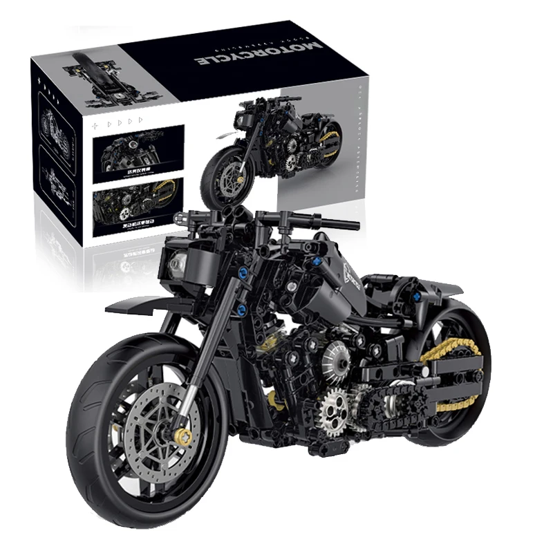 Classic Motorbike Building Model Blocks Moto Road Racer Bricks 586Pcs Toys For Kid Boys Children Adult Technical