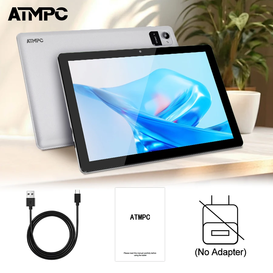ATMPC 10.1 Inch Android 12 Tablet 6GB RAM+32/64GB ROM, 1280*800 IPS Screen, Quad Core Processor, 6000MAh, WIFI 6, BT5.2 Table PC