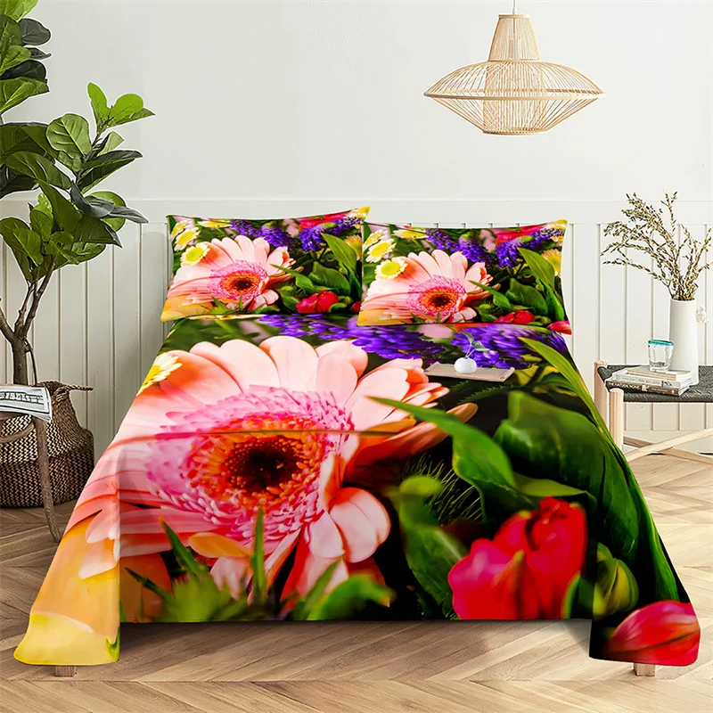 

Daisy Green Plant Queen Sheet Set Girl Lovers Room Rose Bedding Set Bed Sheets and Pillowcases Bedding Flat Sheet Bed Sheet Set