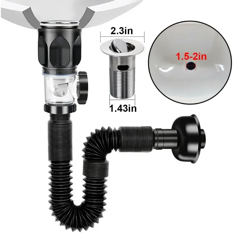 Sink Downpipe Washbasin Cross Drain Downpipe Retractable Deodorising Strainer Bathroom Sinks Anti Clogging Kitchen Accessories