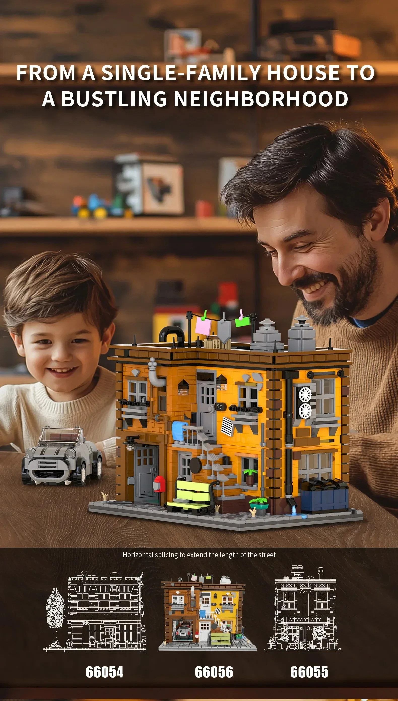 2284-teiliger Ashlef 2-stöckiger Haus-Baukasten Stadtansicht-Architektur Modulares Modell-Bausatz Ziegel-Puzzle Spielzeug Geschenk für Erwachsene – Detail 3