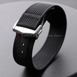 Durable Nylon Waterproof Watch Strap with Folding Buckle - Sporty and Stylish Wristband - 22mm (Black)