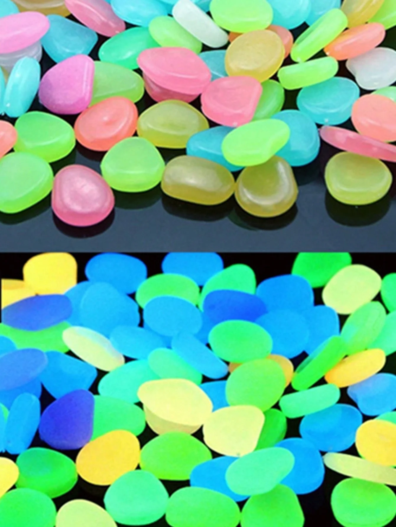Small luminous stone glowing pebble fish tank ornaments fish tank decorations aquarium ornaments mini landscape ornaments glowing rocks artificial luminous stones garden fish tank landscaping fluorescent stone-random color 100pcs